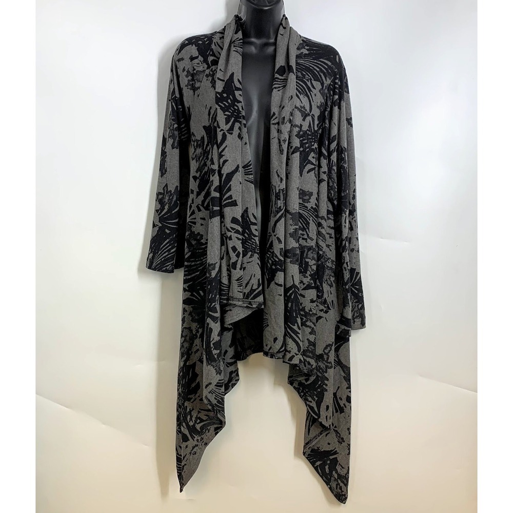 Bryn Walker Floral Print Open Front Waterfall Cardigan Sweater Women's M